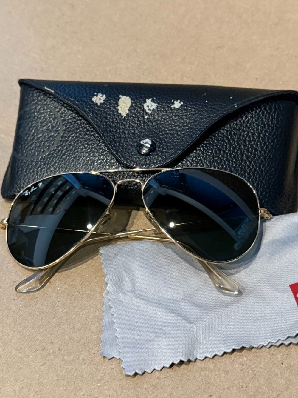 Ray-Ban RB3025 Aviator Large Metal Polarized Gold Sunglasses 001/58 58-14